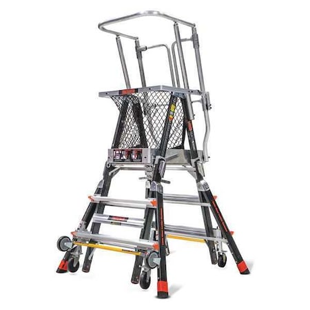 3 to 5 ft Fiberglass, Adjustable Safety Cage Platform Stepladder, 375 lb Capacity MPN:18503-240