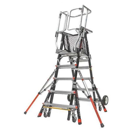 5 to 9 ft Fiberglass, Adjustable Safety Cage Platform Stepladder, 375 lb Capacity MPN:18509-243