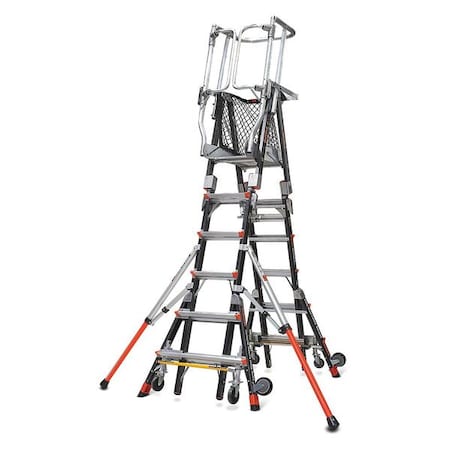 6 to 10 ft Fiberglass, Compact Safety Cage Platform Stepladder, 375 lb Capacity MPN:19506-244