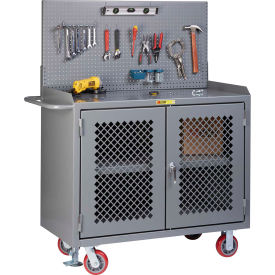 Little Giant Mobile Clear View Service Cabinet w/ Steel Top & Center Shelf 48