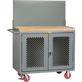 Little Giant Mobile Service Workbench w/ Maple Square Edge Top & Pegboard Panel 48