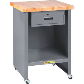 Little Giant® Mobile Enclosed Table w/ Drawer & Butcher Block Square Edge Top 24