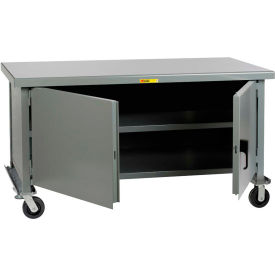 Little Giant Heavy Duty Mobile Workbench w/ Steel Square Edge Top & Center Shelf 60