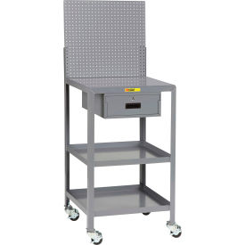 Little Giant® Mobile Shop Desk with Drawer 3 Shelves & Pegboard 36