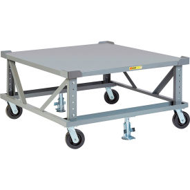 Little Giant® Adj. Height Pallet Stand PDSE48-6PH2FLLR - 48 x 48 Solid Deck & Load Retainers PDSE48-6PH2FLLR