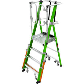 Little Giant® Safety Cage Platform Ladder w/ Wheels 4' Type IAA 4 Step 375 lb. Capacity 19704-146