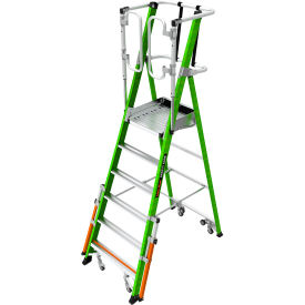 Little Giant® Safety Cage Platform Ladder w/ Wheels 6' Type IAA 6 Step 375 lb. Capacity 19706-146