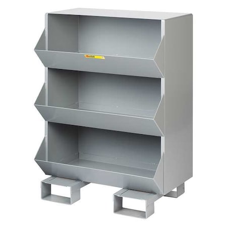 Pallet Sectional Stacking Bin, 32 in W x 20 in D x 42 in H, 3 Compartments, Gray, Steel MPN:MS1-1532-FP