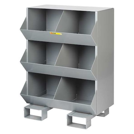Pallet Sectional Stacking Bin, 32 in W x 20 in D x 42 in H, 6 Compartments, Gray, Steel MPN:MS2-1532-FP