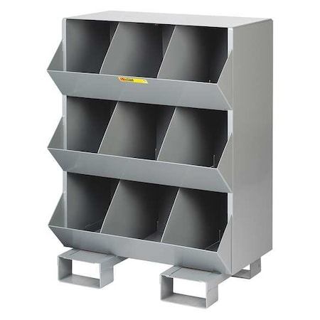 Pallet Sectional Stacking Bin, 32 in W x 20 in D x 42 in H, 9 Compartments, Gray, Steel MPN:MS3-1532-FP