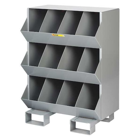 Pallet Sectional Stacking Bin, 32 in W x 20 in D x 42 in H, 12 Compartments, Gray, Steel MPN:MS4-1532-FP
