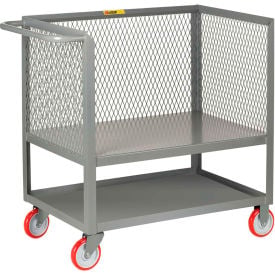 Little Giant® Raised Platform Box Trucks w/Lower Shelf 3 Mesh Sides 18x32 Poly Wheels 2RP3X-1832-5PY