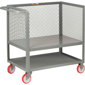 Little Giant® Raised Platform Box Trucks w/Lower Shelf 3 Mesh Sides 24x48 Poly Wheels 2RP3X-2448-5PY
