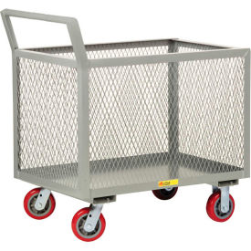 Little Giant® 4-Sided Box Trucks w/Ergo Handle Mesh Sides 2000 lb 24x36 Poly Wheels BTXK-2436-6PY