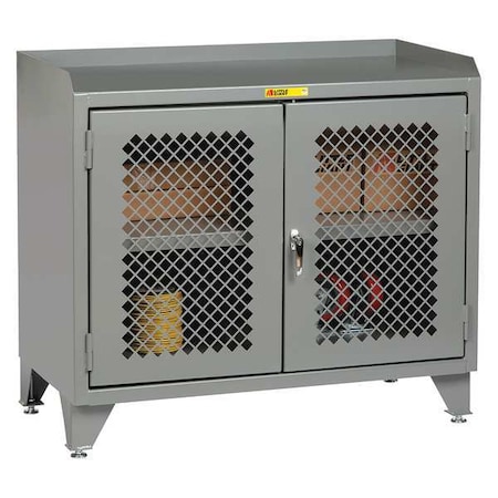 Shelving Bench Storage Cabinet, 41 in H, 48 in W, Gray, Fixed Center Shelf Shelves MPN:MBP3-LL-2D-2448