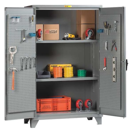 Shelving & Pegboard Storage Cabinet, 78 in H, 60 in W, 30-1/4 in D, Swing, Padlock Hasp, Gray MPN:SSL2-A-3060-PBD