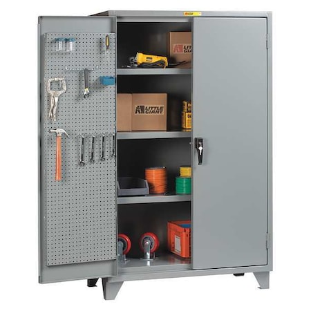 Shelving & Pegboard Storage Cabinet, 78 in H, 60 in W, 24-1/4 in D, Swing, Padlock Hasp, Gray MPN:SSL3-A-2460-PBD