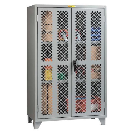 Shelving Storage Cabinet, 78 in H, 60 in W, 60 in D, Swing, Keyed, Gray, 2 Shelves, 0 Drawers MPN:SSLP2-A-3060