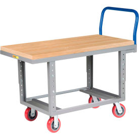 Little Giant® Work Height Platform Truck RNJ-3048-6PY-AH w/ Butcher Block 30 x 48 Adj. Height RNJ-3048-6PY-AH