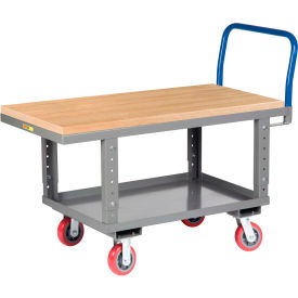 Little Giant® Work Height Platform Truck RNJ2-3048-6PY-AH with Lower Shelf 30 x 48 Adj. Height RNJ2-3048-6PY-AH