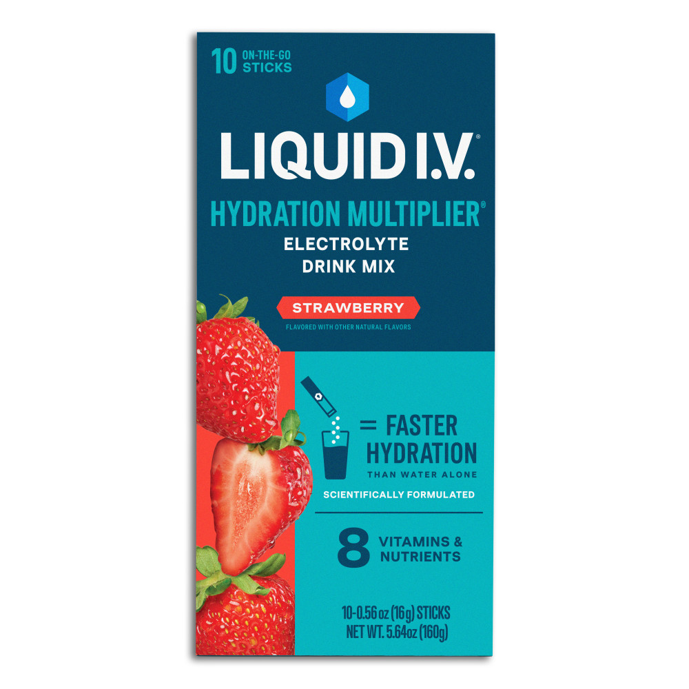 Liquid IV Strawberry Hydration Multiplier, 0.56 Fl Oz, Pack Of 10 Pouches MPN:8-50021-47401-0