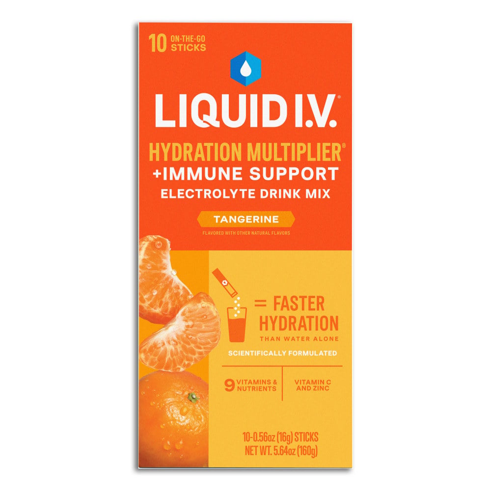 Liquid IV Hydration Multiplier+ Immune Support Drink Mix, 0.56 Fl Oz, Tangerine, Pack Of 10 Pouches MPN:8-51741-00899-8