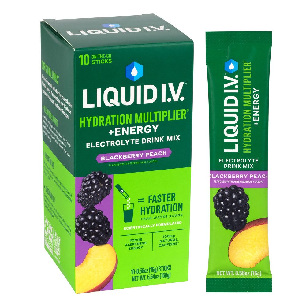Liquid IV Energy Blackberry Peach Drink Mix, 0.56 Oz, Total Qty 10 MPN:LVEM-1001