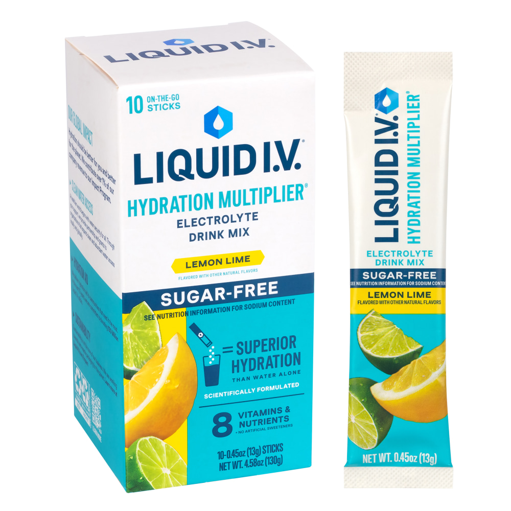 Liquid IV Sugar-Free Lemon Lime Drink Mix, 0.45 Oz, Total Qty 10 MPN:LVM-1020