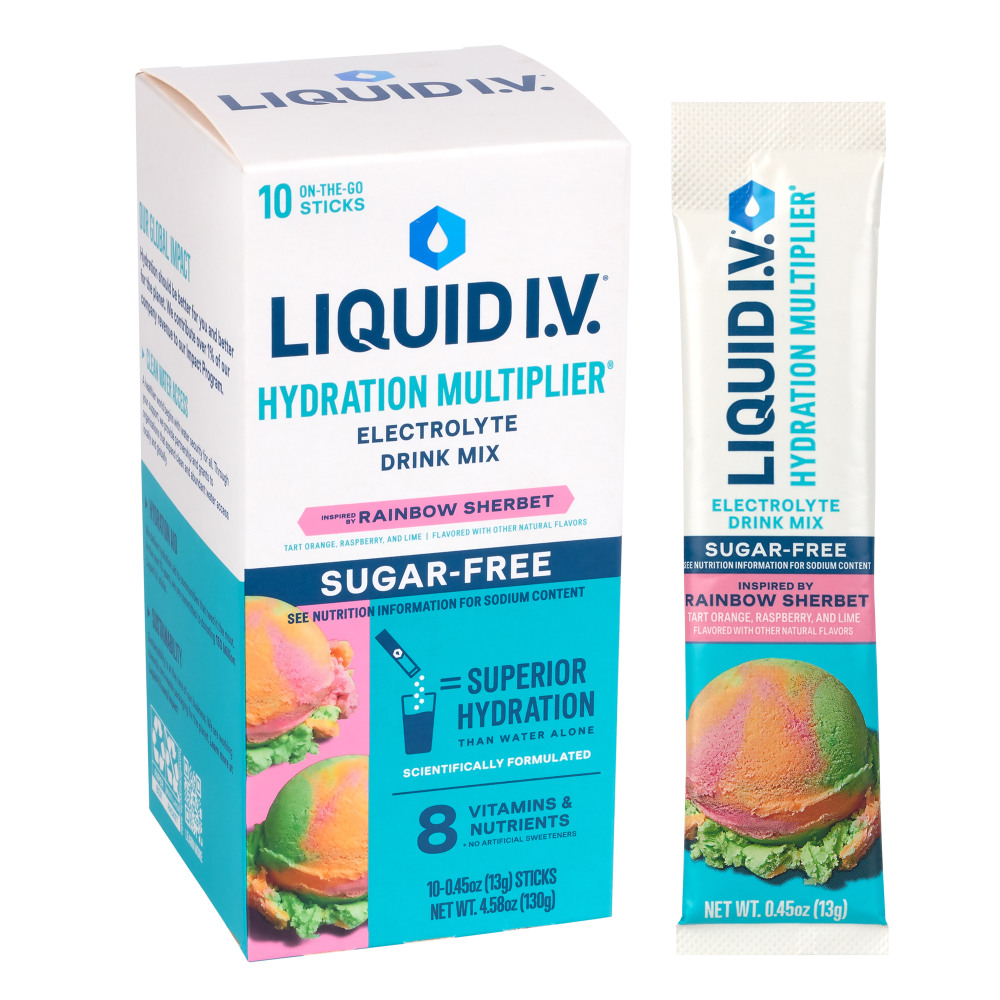 Liquid IV Sugar-Free Rainbow Sherbet Drink Mix, 0.45 Oz, Total Qty 10 MPN:LVM-1029