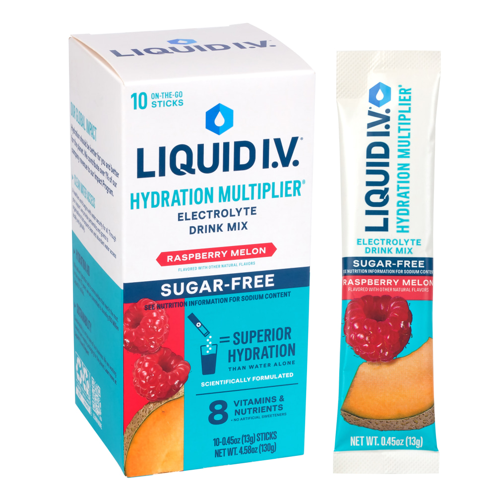 Liquid IV Sugar-Free Raspberry Melon Drink Mix, 0.45 Oz, Total Qty 10 MPN:LVM-1030