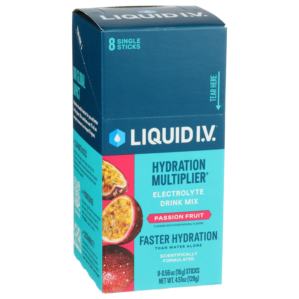 Liquid I.V. Hydration Multiplier Electrolyte Drink Mix, Passion Fruit, 0.56 Oz, Total Qty 8 MPN:LVS8005
