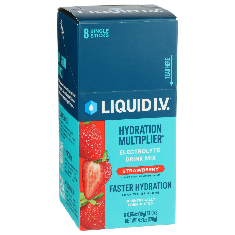 Liquid I.V. Hydration Multiplier Electrolyte Drink Mix, Strawberry, 0.56 Oz, Total Qty 8 MPN:LVS8006