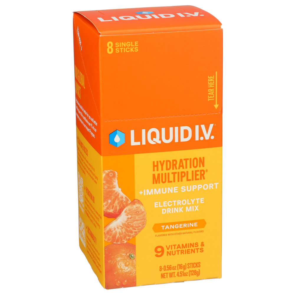 Liquid I.V. Hydration Multiplier Electrolyte Drink Mix, Tangerine Immune, 0.56 Oz, Total Qty 8 MPN:LVS8008
