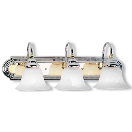 Belmont 3 Light Polished Chrome And Polished Brass Bath Vanity MPN:1003-52
