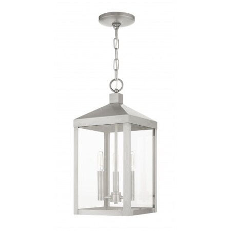 Brushed Nickel Outdoor Pendant Lantern, 3 MPN:20593-91