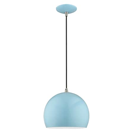 Metal Shade Mini Pendants 1 Light Shiny Baby Blue Mini Pendant MPN:41181-74