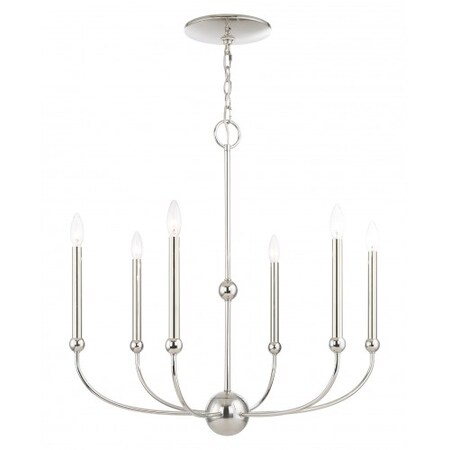 Polished Nickel Chandelier, 6 Light MPN:46316-35