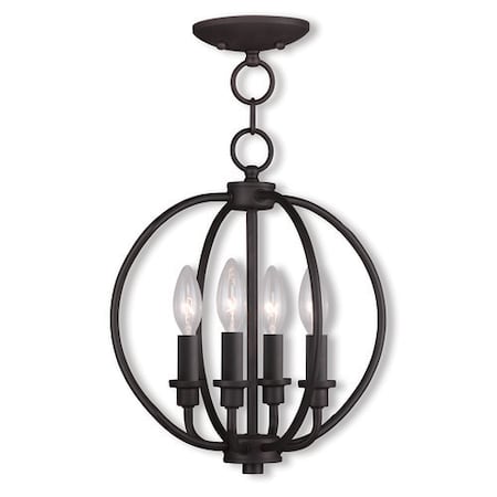 Milania 4 Light Bronze Convertible Mini Chandelier/Ceiling Mount MPN:4664-07