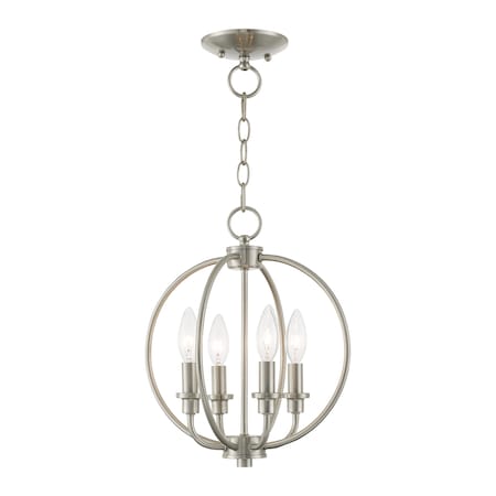 Milania 4 Light Brushed Nickel Convertible Chandelier/Ceiling Mount MPN:4664-91