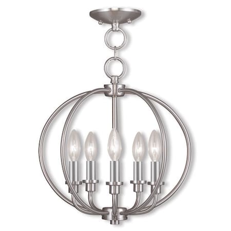 Milania 5 Light Brushed Nickel Convertible Chandelier/Ceiling Mount MPN:4665-91