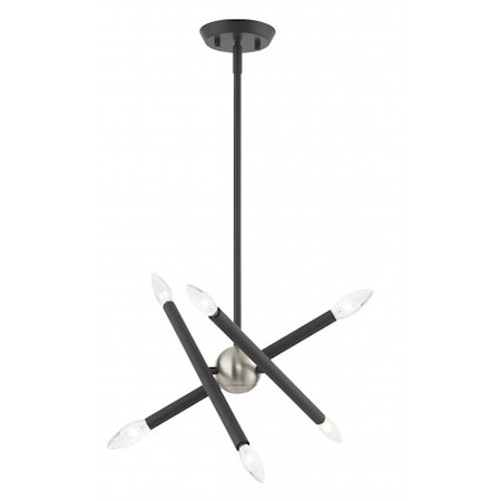 Scandinavian Gray Chandelier, 6 Light MPN:46773-76