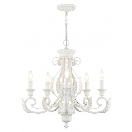 Shiny White Chandelier, 5 Light MPN:49065-69