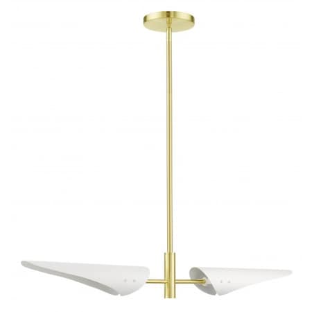 Satin Brass Linear Chandelier, 2 Light MPN:49492-12