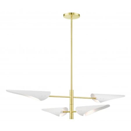 Satin Brass Pendant Chandelier, 4 Light MPN:49494-12