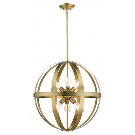 Antique Brass Pendant Chandelier, 6 Light MPN:49646-01