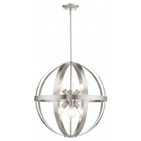Brushed Nickel Pendant Chandelier, 6 Ligh MPN:49646-91