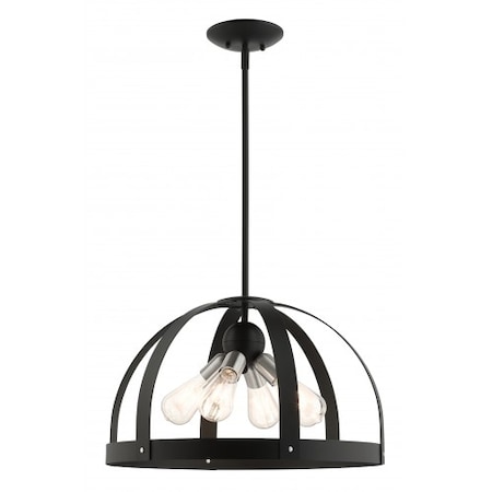 Textured Black Pendant Chandelier, 4 Ligh MPN:49647-14