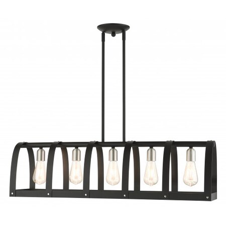 Textured Black Linear Chandelier, 5 Light MPN:49649-14