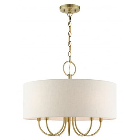 Antique Brass Pendant Chandelier, 5 Light MPN:49805-01