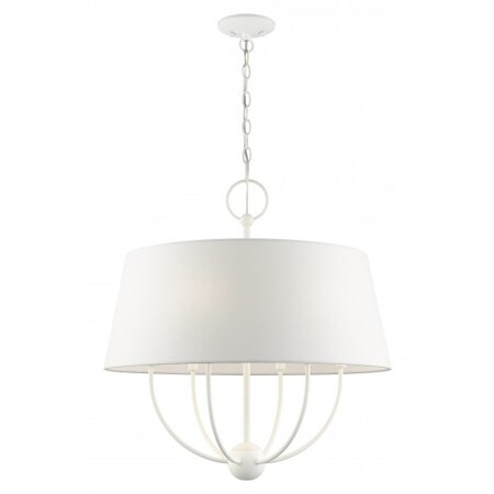 White Pendant Chandelier, 6 Light MPN:49846-03